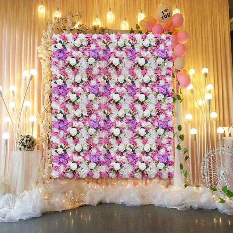 Primrue 6 PCS Flower Wall Panel 24"x16" Artificial Flowers Wall